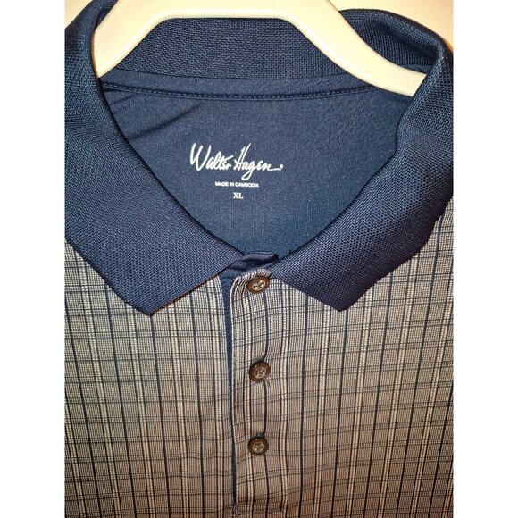 Walter Hagen Mens XL Navy Plaid Short Sleeve Polo Shirt Golf - Picture 3 of 8